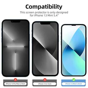 NEW'C 3 Pack Designed for iPhone 13 Mini (5.4") Screen Protector Tempered Glass, Case Friendly Anti Scratch Bubble Free Ultra Resistant