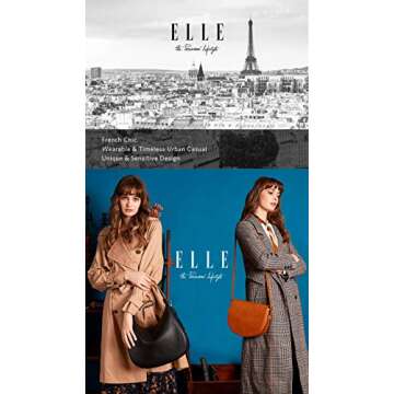 ELLE Rosée Saddle Bag - Casual Daily Vegan Leather Tote, Retro Style Limited Edition