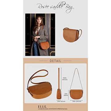 ELLE Rosée Saddle Bag - Casual Retro Vegan Leather Tote