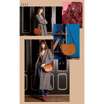 ELLE Rosée Saddle Bag - Casual Retro Vegan Leather Tote