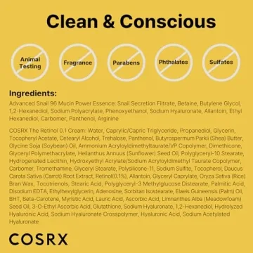 COSRX Glass Skin Starter Set, Amazon Exclusive, Advanced Snail 96% Mucin Power Essence & Retinol 0.1% Cream Mini Sample, Daily Hydrating & Firming Korean Skin Care Kit, Gift Set
