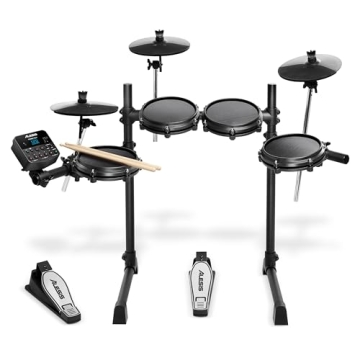 Alesis Turbo Mesh Kit – Electric Drum Set With 100+ Sounds, Quiet Mesh Drum Pads, Drum Sticks, Con...
