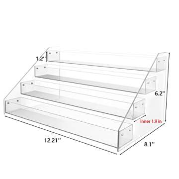 WUIVIUT Spice Rack Organizer For Cabinet, 1 4/5 in/Tier Acrylic Tiered Spice Shelf Can Storage Organizer for Kitchen Pantry Countertop