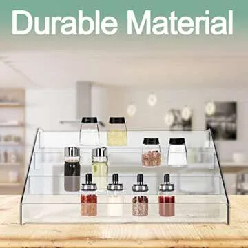 WUIVIUT Spice Rack Organizer For Cabinet, 1 4/5 in/Tier Acrylic Tiered Spice Shelf Can Storage Organizer for Kitchen Pantry Countertop