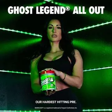 GHOST Legend All Out Pre-Workout Powder - Warheads Sour Green Apple - 20 Servings - Boost Energy & P...