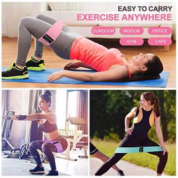 DISUPPO Resistance Bands for Legs and Butt, Workout Hip Bands High Exercise Bands Wide Booty Bands, Fabric Fitness Loop Bands for Body Stretching, Yoga, Pilates (Green, Pink, Purple)