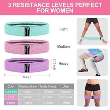 DISUPPO Resistance Bands for Legs and Butt, Workout Hip Bands High Exercise Bands Wide Booty Bands, Fabric Fitness Loop Bands for Body Stretching, Yoga, Pilates (Green, Pink, Purple)