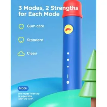 Bitvae K7S Kids Electric Toothbrush for Age 4+, Rechargeable Power Toothbrush with Pressure Sensor, Bluetooth Kids Toothbrush Boys and Girls, 3 Modes, 2Mins Smartimer, Soft (Blue)