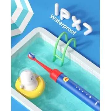 Bitvae K7S Kids Electric Toothbrush for Age 4+, Rechargeable Power Toothbrush with Pressure Sensor, Bluetooth Kids Toothbrush Boys and Girls, 3 Modes, 2Mins Smartimer, Soft (Blue)