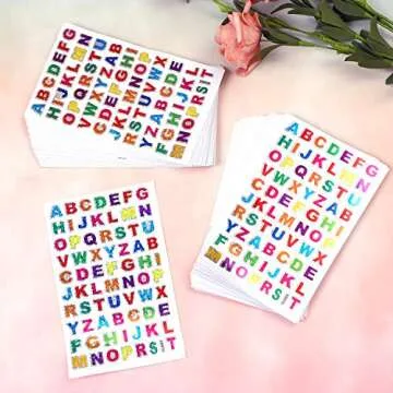 Ruisita 60 Sheets Glitter Letter Stickers Self-Adhesive Alphabet Stickers for Scrapbooking or Embellishment (Color 1)
