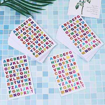 Ruisita 60 Sheets Glitter Letter Stickers Self-Adhesive Alphabet Stickers for Scrapbooking or Embellishment (Color 1)
