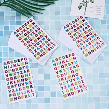 Ruisita 60 Sheets Glitter Letter Stickers Self-Adhesive Alphabet Stickers for Scrapbooking or Embellishment (Color 1)