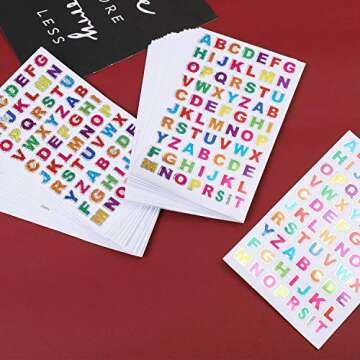 Ruisita 60 Sheets Glitter Letter Stickers Self-Adhesive Alphabet Stickers for Scrapbooking or Embellishment (Color 1)