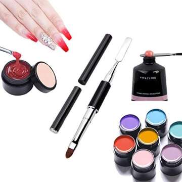 PayPie Dual-Ended Polygel Brush & Picker Brush tool, 2 in 1 Stainless Steel Designs Polygel Nail Brushes Gel Nail Tool for PolyGel Gel Acrylic Nails Extension (Black)