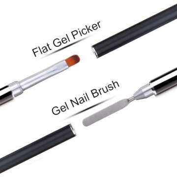 PayPie Dual-Ended Polygel Brush & Picker Brush tool, 2 in 1 Stainless Steel Designs Polygel Nail Brushes Gel Nail Tool for PolyGel Gel Acrylic Nails Extension (Black)