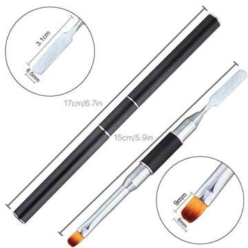 PayPie Dual-Ended Polygel Brush & Picker Brush tool, 2 in 1 Stainless Steel Designs Polygel Nail Brushes Gel Nail Tool for PolyGel Gel Acrylic Nails Extension (Black)