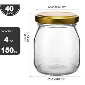 KAMOTA Glass Jars 4 oz Gold Lids for Spices and Favors