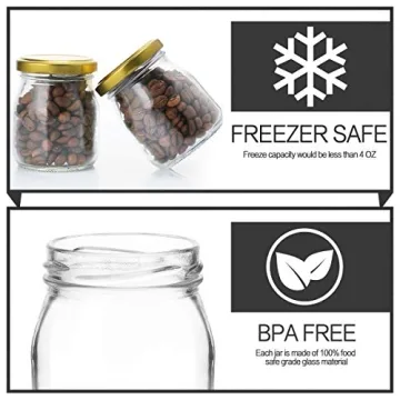 KAMOTA Glass Jars 4 oz Gold Lids for Spices and Favors