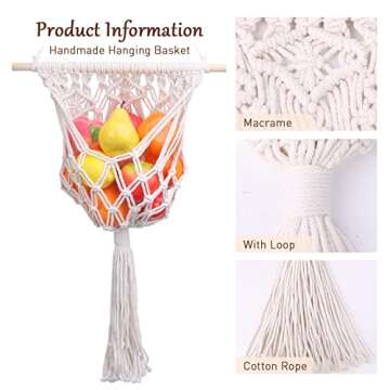 Faittd Sports Treadmill-Wall Fruit Storage Basket with Hooks for Saves Counter Space（3PCS） L8