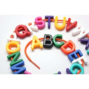 Uppercase Alphabet Lacing Beads Busy Bag - Perfect Fine Motor Learning Activity for Toddlers and Pre...