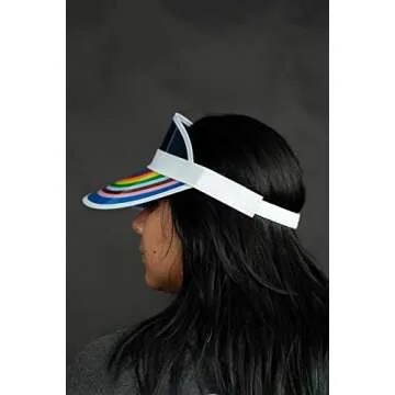 Nicky Bigs Novelties Clear Colored Plastic Rainbow Sun Visor Tennis Beach Vegas Dealer Golf Pride Music Festival Hats, Blue