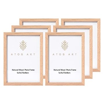 Elegant 6 Pack ATOBART 5x7 Oak Wood Picture Frame Set
