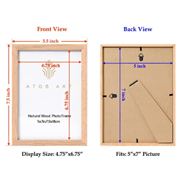 ATOBART 5x7 Oak Wood Picture Frames for Home Decor