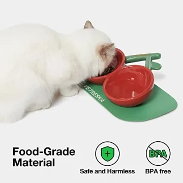 VETRESKA Cherry Ceramic Pet Bowl for Cats and Dogs