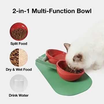 VETRESKA Cherry Ceramic Pet Bowl for Cats and Dogs
