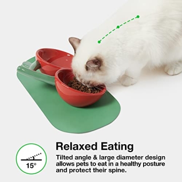 VETRESKA Cherry Ceramic Pet Bowl for Cats and Dogs
