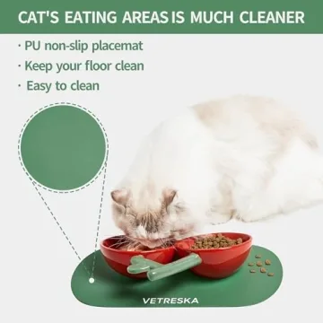 VETRESKA Cherry Ceramic Pet Bowl for Cats and Dogs