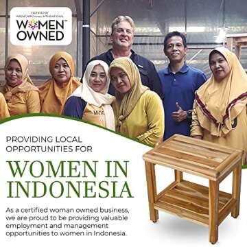 EcoDecors 18 inch, Teak Shower Bench, Teak Shower Seat, Teak Bench for Shower, Teak Stool, Teak Show...