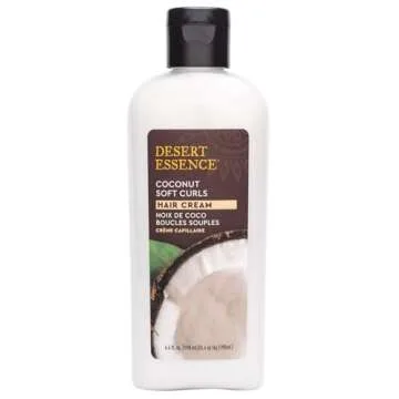 Desert Essence Coconut Soft Curls Hair Cream - Plant-Based Curl Cream for Curly Hair - Silicone-Free...