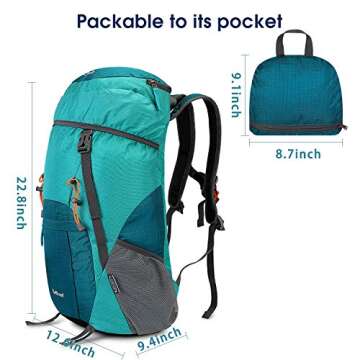G4Free Lightweight Packable Hiking Backpack 40L Travel Camping Daypack Foldable