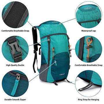 G4Free Lightweight Packable Hiking Backpack 40L Travel Camping Daypack Foldable
