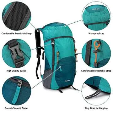 G4Free 40L Lightweight Packable Hiking Backpack