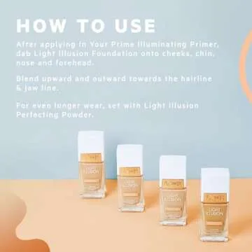 Flower Beauty Light Illusion Foundation with SPF 18 - Liquid Foundation Makeup with Buildable Coverage & Breathable/Lightweight Formula - Natural Complexion (Natural Beige)