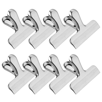 MORSLER Chip Clips & Stainless Steel Heavy-Duty Food Bag Clips 8 Packs - Large and Durable with 3 In...