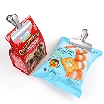 MORSLER Chip Clips & Stainless Steel Heavy-Duty Food Bag Clips 8 Packs - Large and Durable with 3 Inch Wide, Perfect for Air Tight Seal Grips on Coffee,Food & Bread Bags,Office Kitchen Home Usage