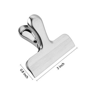 MORSLER Chip Clips & Stainless Steel Heavy-Duty Food Bag Clips 8 Packs - Large and Durable with 3 Inch Wide, Perfect for Air Tight Seal Grips on Coffee,Food & Bread Bags,Office Kitchen Home Usage