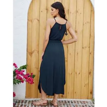 Shop ELGOGY Women's Sleeveless Halter Neck Summer Dress