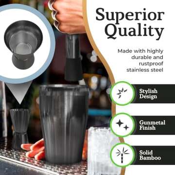 Highball & Chaser Cocktail Shaker Set: Bartender Kit for Home Bar Mixology Cocktail Bar Set Plus E-Book with 30 Recipes
