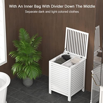 Homykic Bamboo Laundry Hamper 120L with Removable Liner Bag