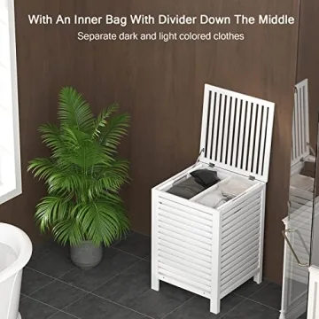 Homykic Bamboo Laundry Hamper 120L with Removable Liner Bag