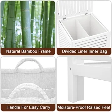 Homykic Bamboo Laundry Hamper 120L with Removable Liner Bag
