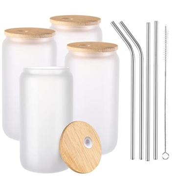 Customizable Sublimation Glass Set with Lids and Straws