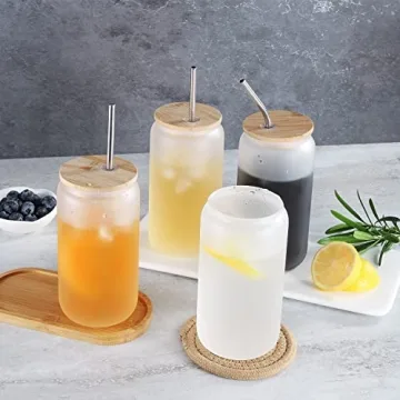 Customizable Sublimation Glass Set with Lids and Straws