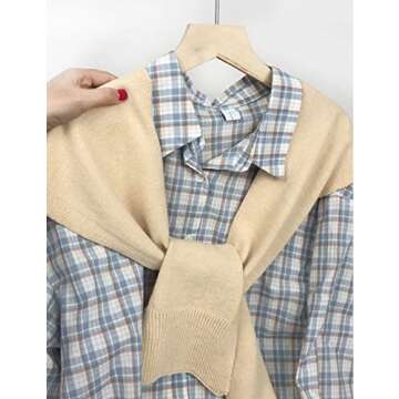 Zontroldy Women's Fashion Sweater Knitted Knotted Shawl Wraps Cape Tops Blouses(0221-Apricot-OneSize)