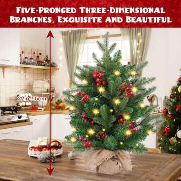 Shearly Christmas Tree,20 inch/50CM Small Christmas Tree,Mini Christmas with 2M LED Lights,Cement Base Christmas Tabletop Christmas Tree,75 Branch Tips,for Home Office Christmas Tree Decorations
