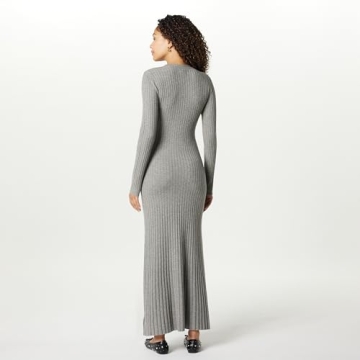 The Drop Women’s Ashlyn Ribbed Sweater Maxi Dress, Heather Grey, XL